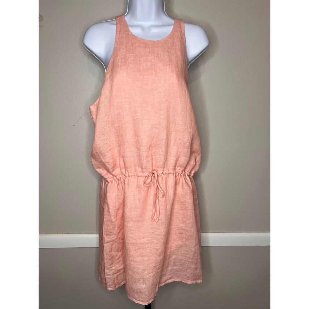 Joie Diega B Linen Dress L Persimmon Pink Drawstring $228 NWT - Picture 2 of 7